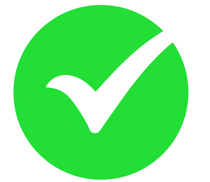 Green circle with a white check mark inside