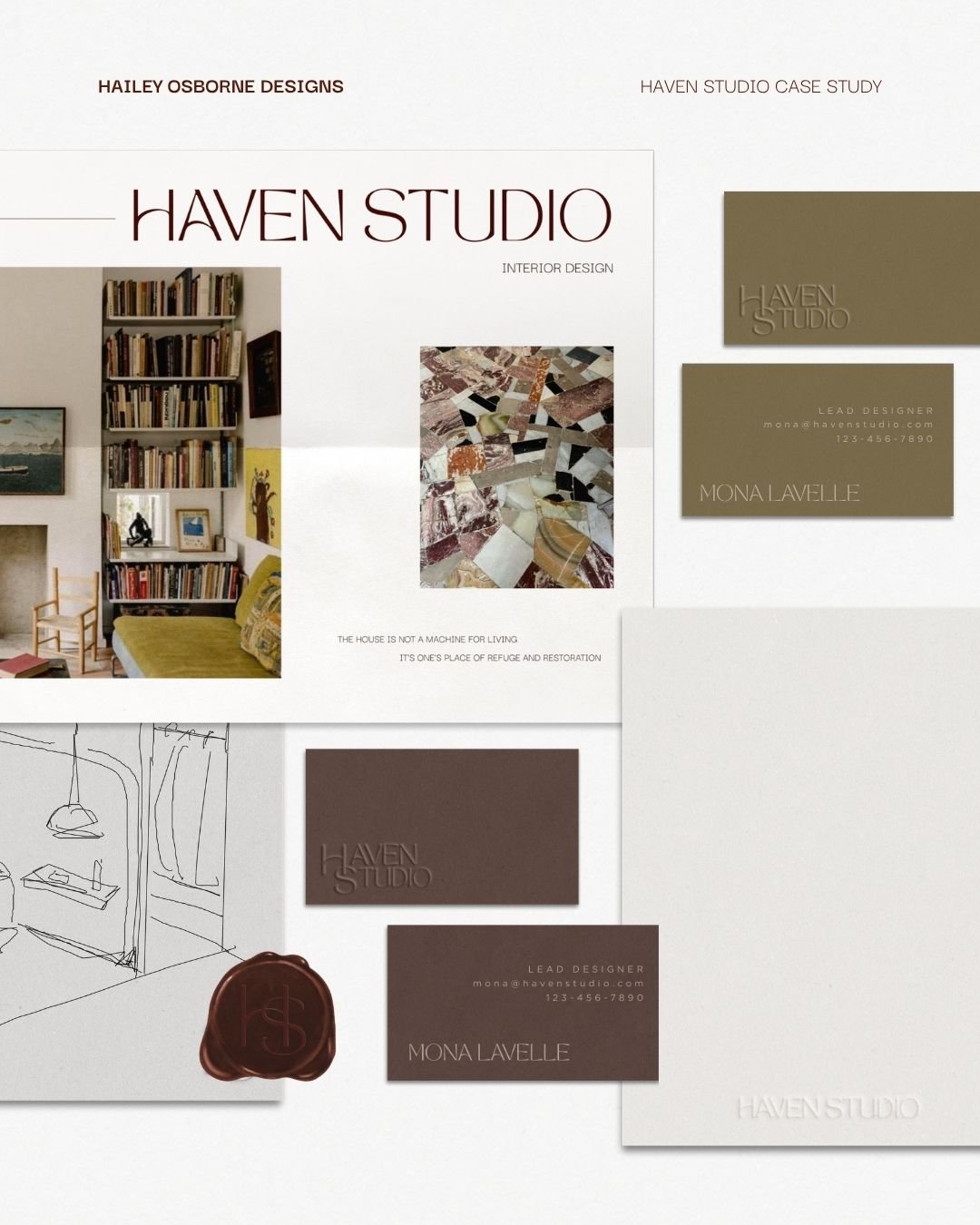 Brand details and brand elemenst for Haven Studio case study by Hailey Osborne Designs