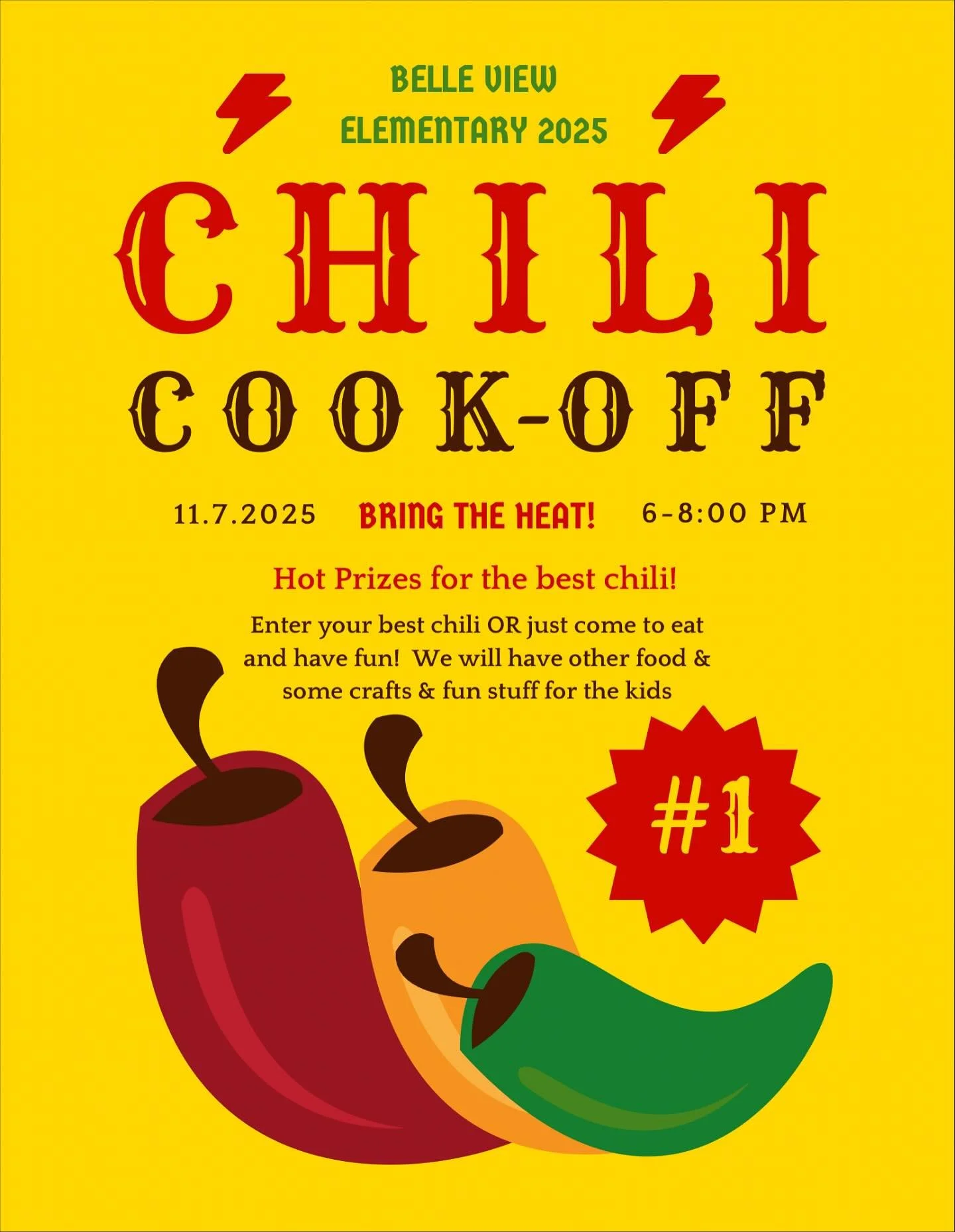 🌶️FREE, FUN EVENT for the whole family!
Bring Your Best Batch of Homemade Chili for a chance to win the grand prizes!

CRAFTS- GAMES - AND OTHER FOOD PROVIDED
MISSION BBQ MACARONI &amp; CHEESE, BLACK BEAN CORN SALAD, CORN TORTILLA CHIPS, and more

W