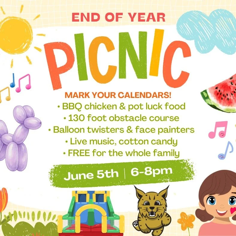 Hello BVES PTA Members!

Please join us for an evening of fun, food, and celebration, Friday, June 5 from 6-8pm. 

To make this the BEST end-of-year party ever, we need your help by bringing a favorite dish, fruit, chips, veggies and/or lend a hand w