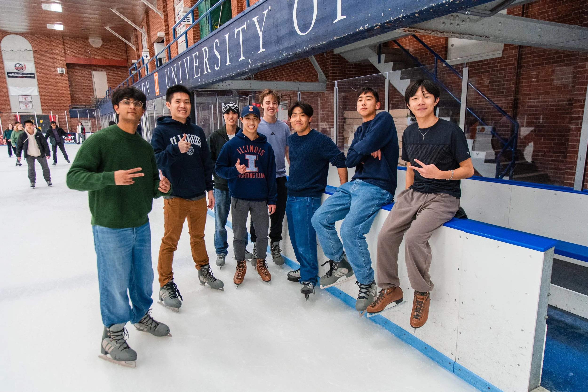 UIUC students hanging out after ice skating at Journey College Christian Fellowship.