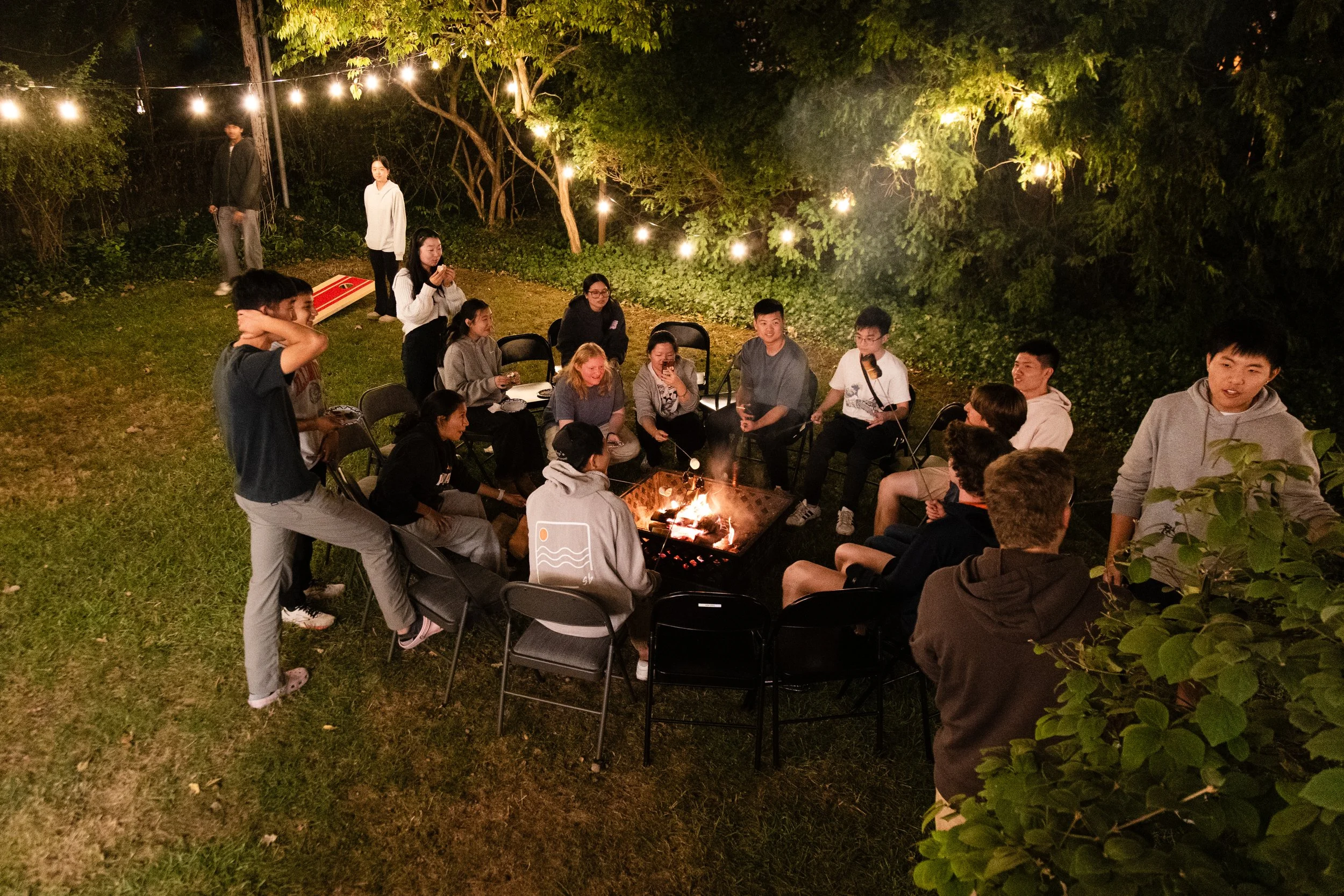 Campfires and sharing stories with other UIUC students at Journey College Christian Fellowship.