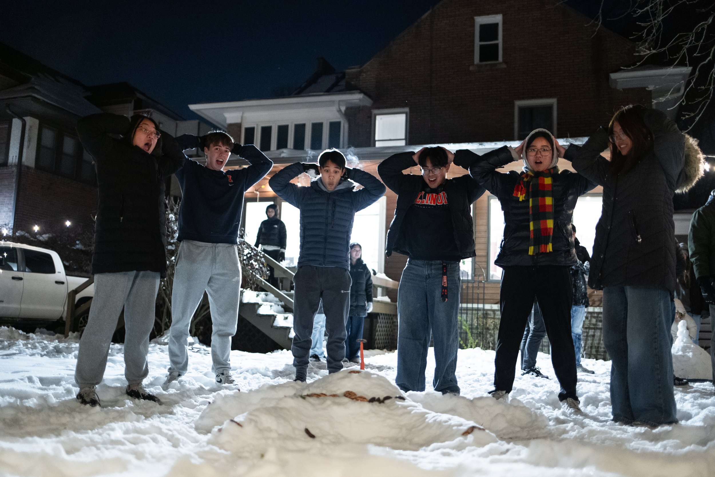Snowmen Making Competition after Bible Study with UIUC students.