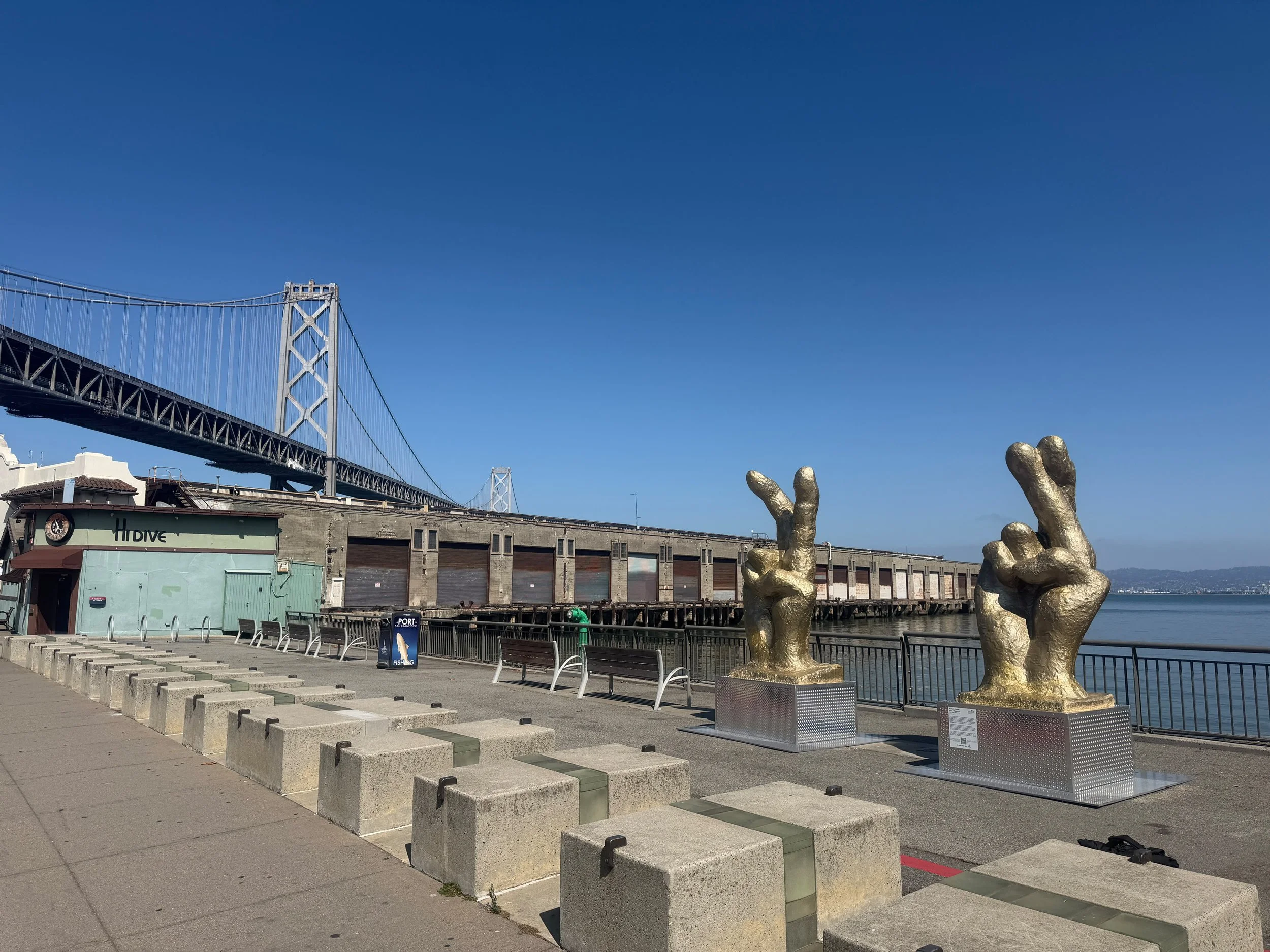 Hope Peace sculpture by Giuseppe Palumbo near the bay bridge along the waterfront of san francisco