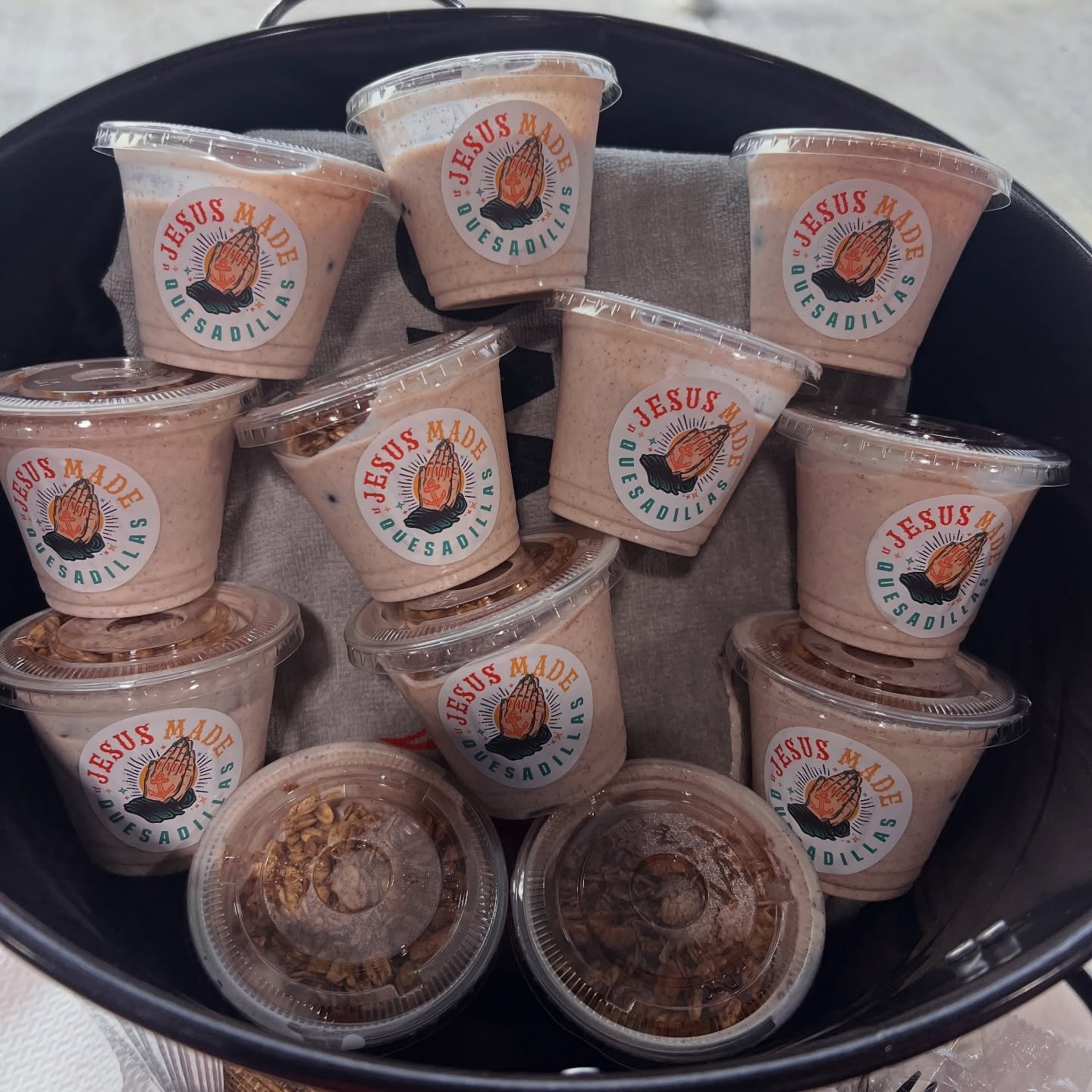 @ifjesusmade Parfait Cups. House-made cinnamon vanilla yogurt sweetened with local honey, topped with fresh fruit &amp; IJM granola 🧡 Place an order for your team or event today!