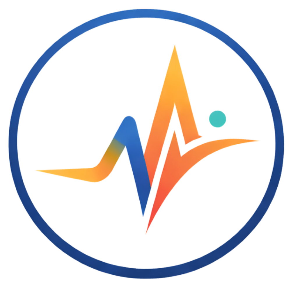 Graphic with a circle surrounding a stylized, multi-colored, three-dimensional checkmark and a star shape, set against a dark background.