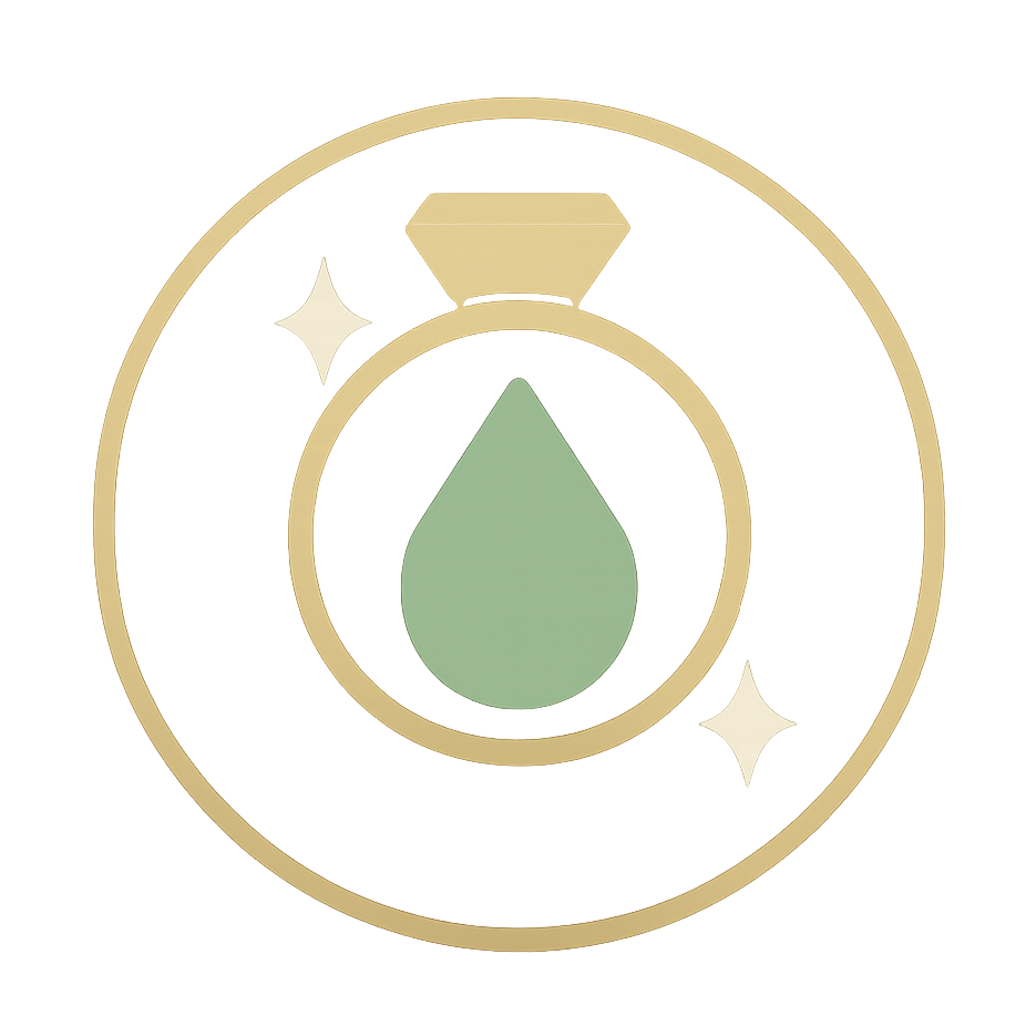 Gold-colored medal with a green water droplet icon in the center, surrounded by stars and a circular border.