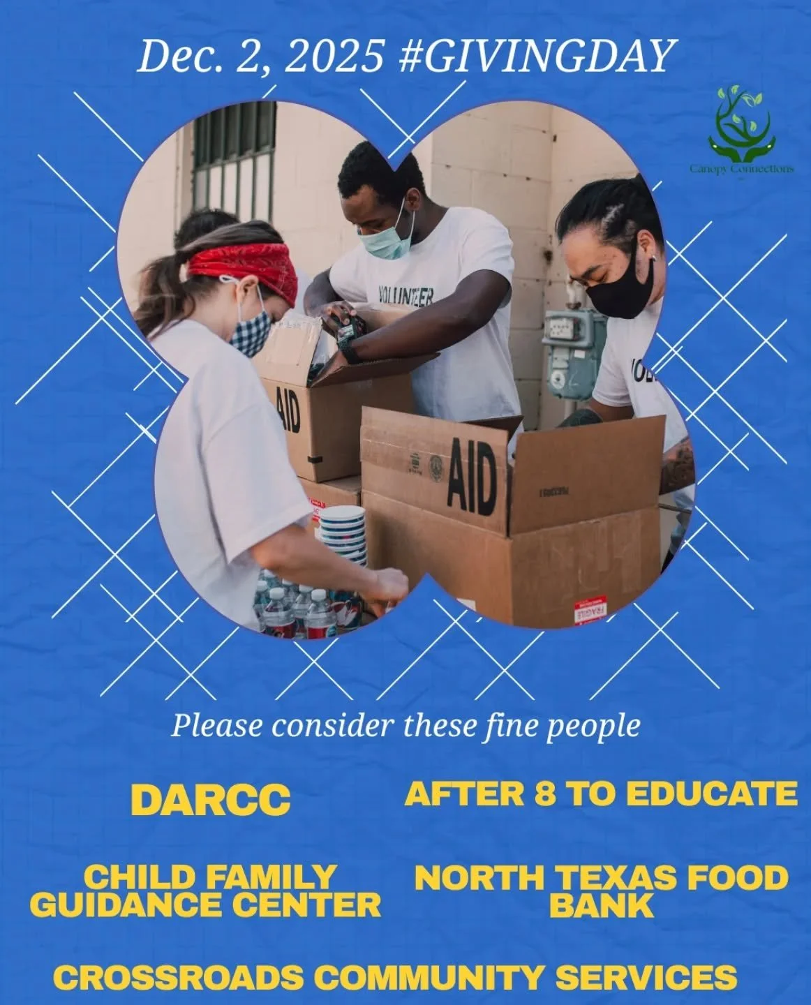 December 2nd is #GivingDay and we're asking our friends and families to spread the word about these wonderful organizations. We have heard and seen great things and would like to invite you to support their causes. 🌱

@darcc_helps 
@after8toeducate 
