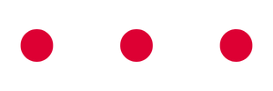 Three red circular objects in a row on a black background