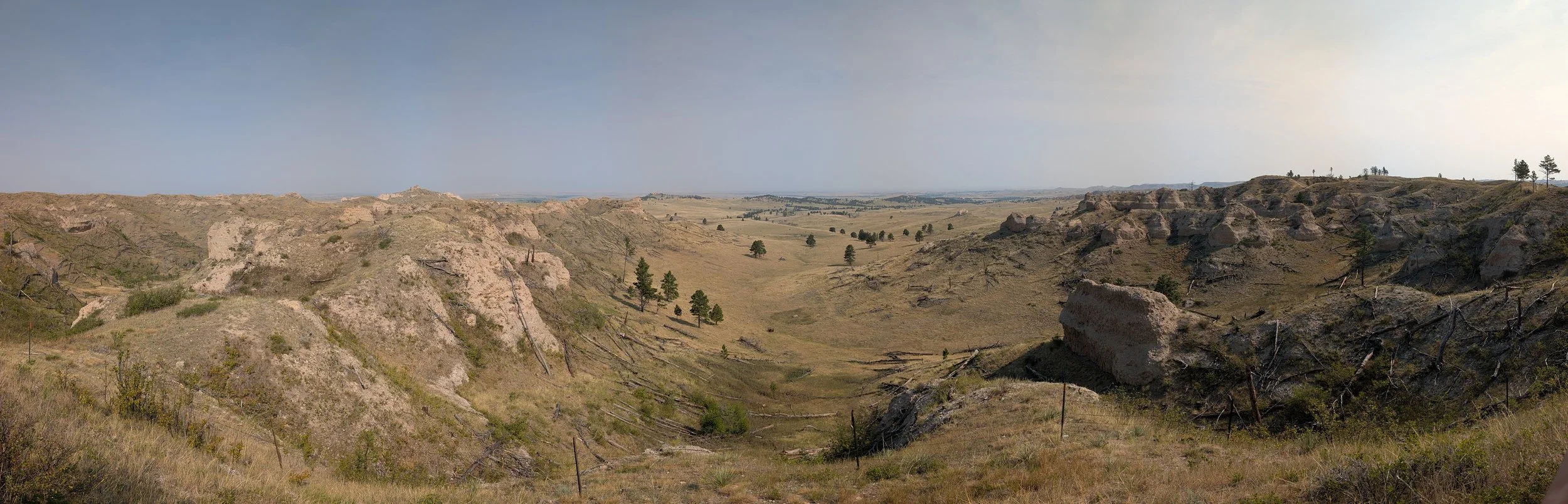 looking into a valley across the plains of northwest nebraska