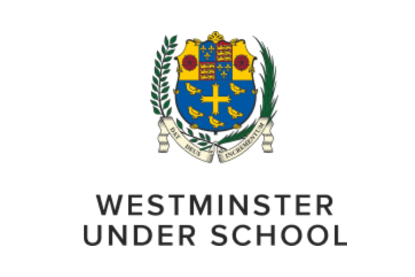 The logo of Westminster High School features a shield with a blue background, red roses, a gold cross, and a lion, surrounded by a green wreath and a gray banner reading 'Truth, Freedom, Responsibility'.