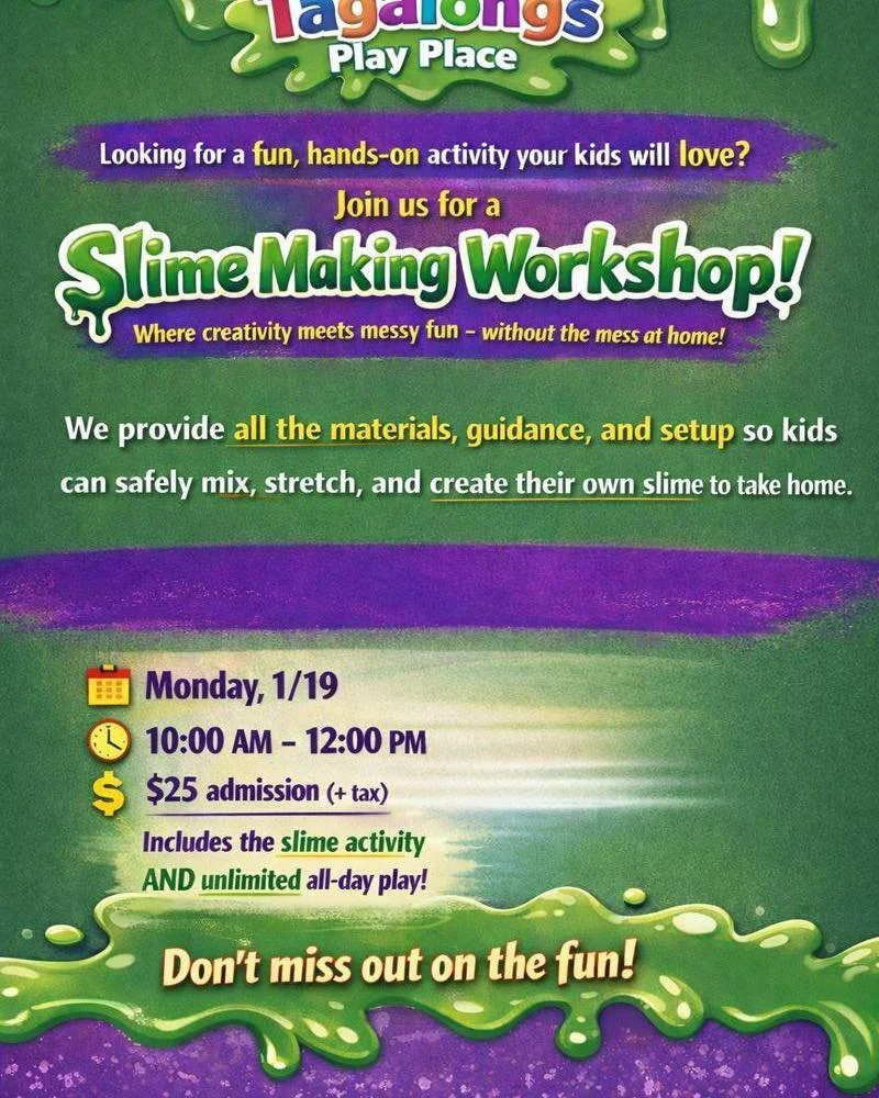 Schools closed 1/19&hellip;..come join us to make slime and take it home (or hide it, your call 🤣)