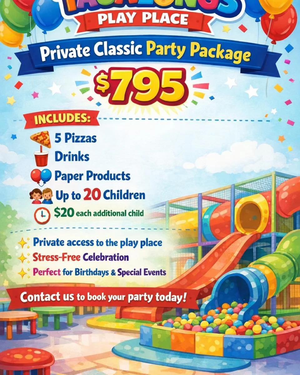 ✨✨Did you know you can rent Tagalongs Play Place out? We now offer 2 Private Party options. We can book Saturday or Sunday from 10am-12pm or 4pm-6pm✨✨