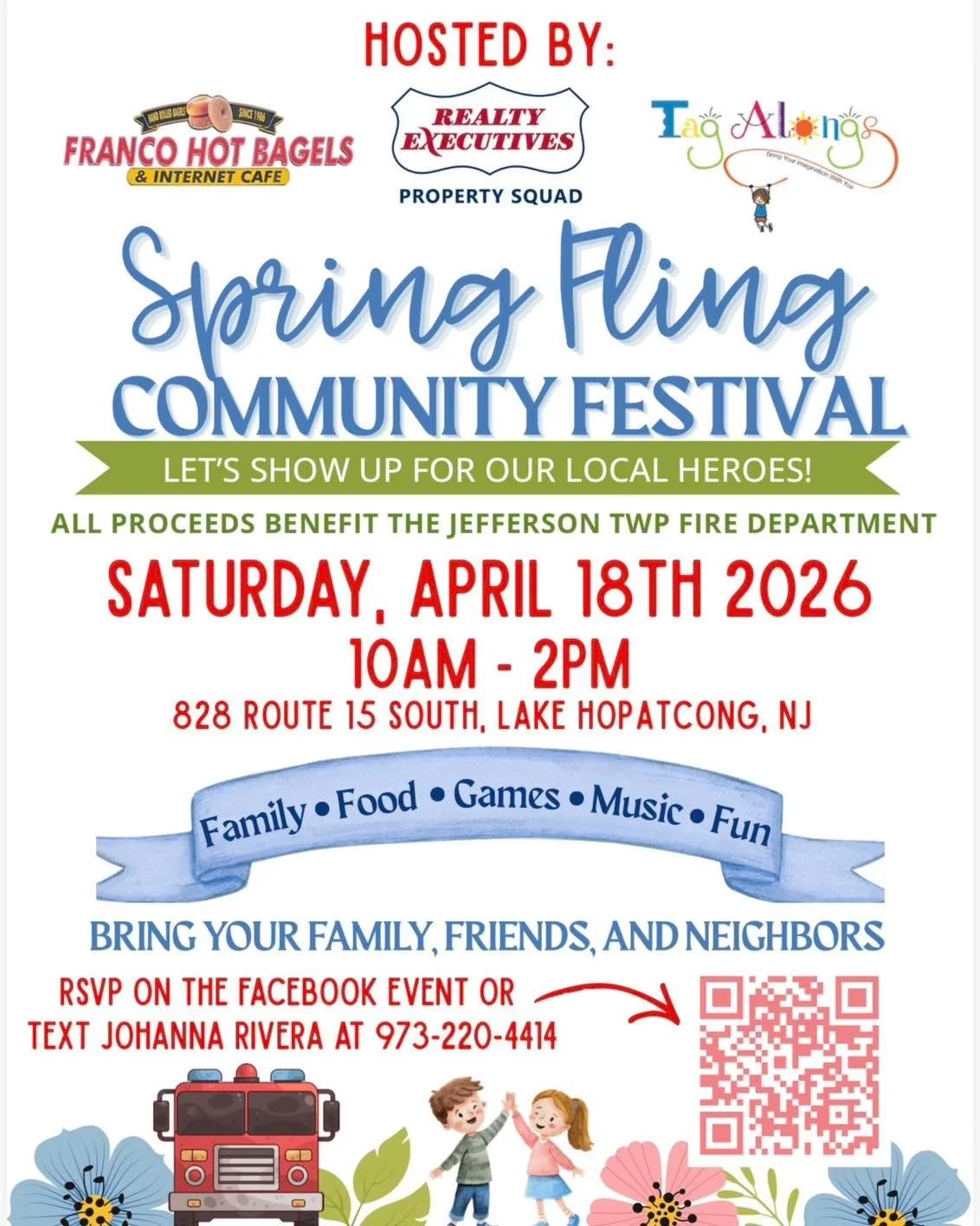 🌺 Tagalongs Play Place will be participating in this years Spring Fling, this Saturday 4/18 10am-2pm.  Our team members will be doing free glitter tattoos and we are raffling off a 10-Pack of Play Passes. 🌺
#jeffersontwpfire