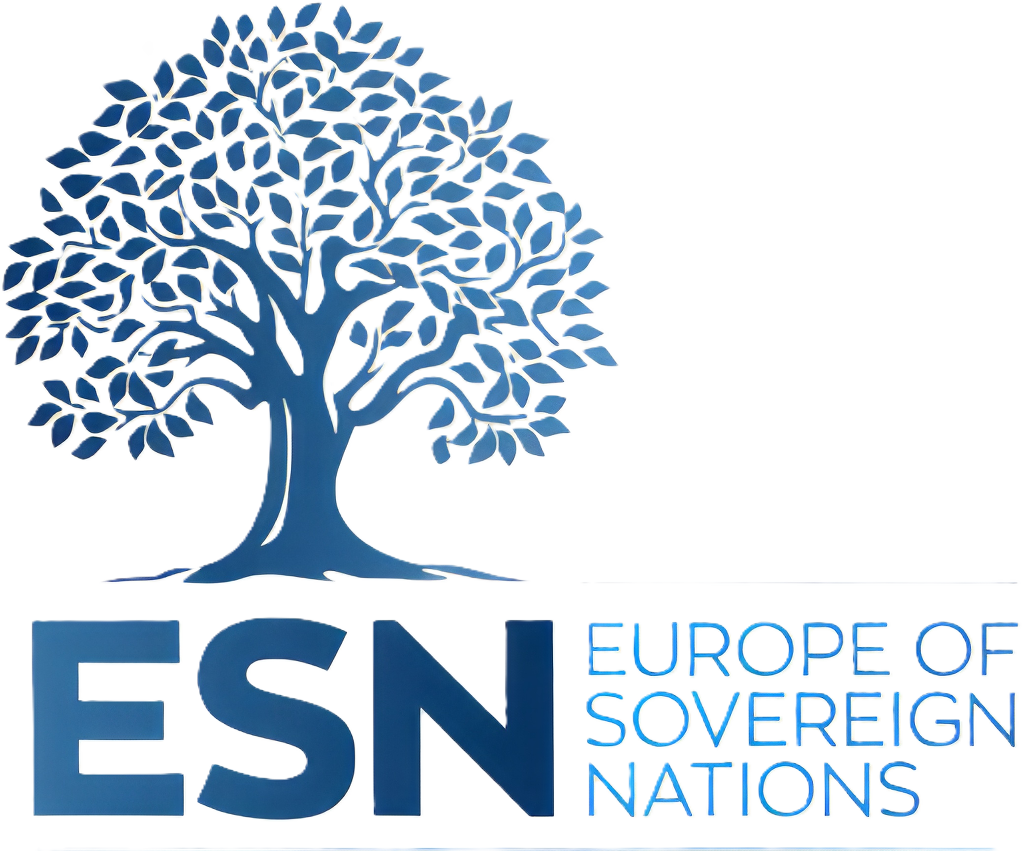 Blaues Baum-Logo mit den Worten "ESN Europe Of Sovereign Nations" darunter.