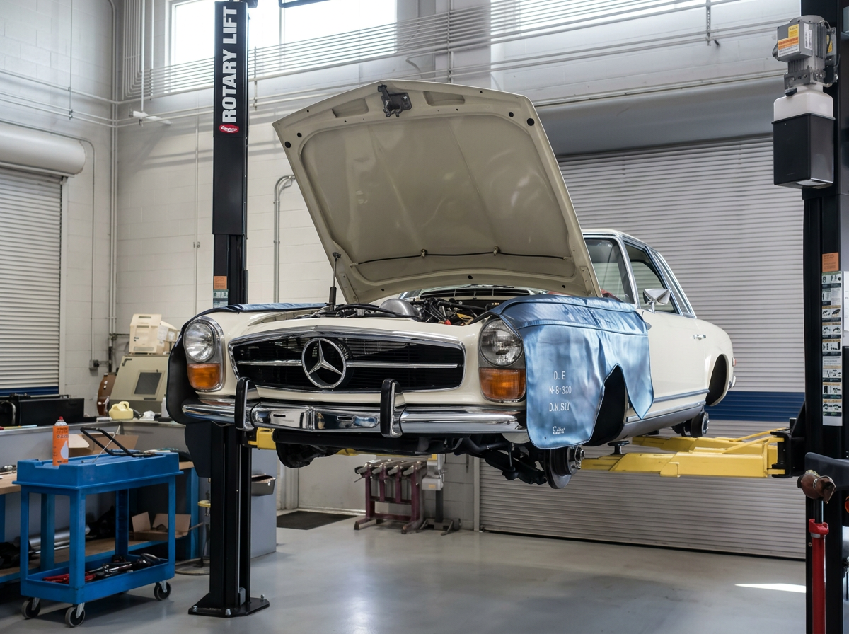 Classic Car Being Serviced