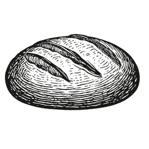 Sketch of a loaf of bread with scoring on top.