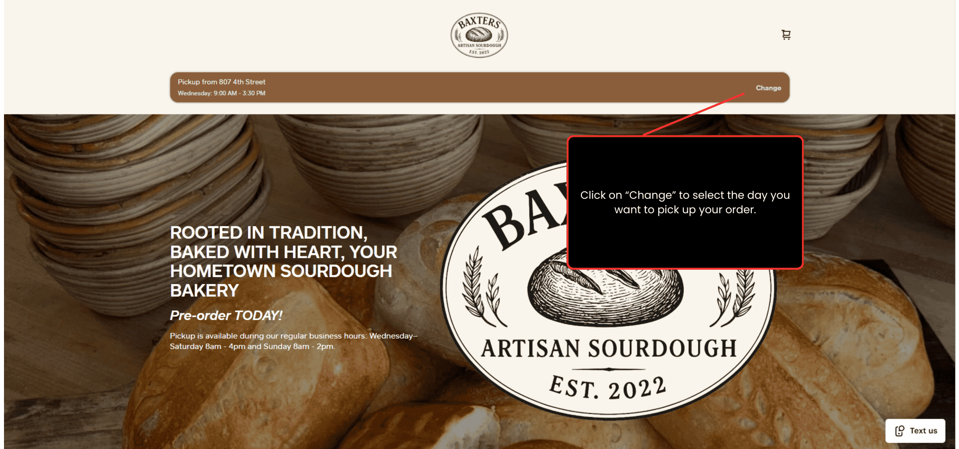 Step 2: Click "Change" to select your pick-up date