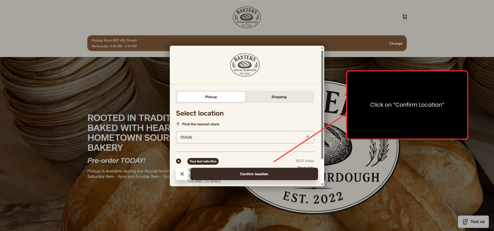 Step 1: Click "Confirm Location"