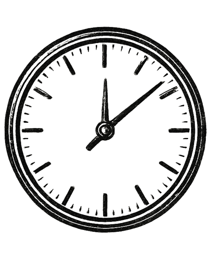 A black analog clock showing the time as 12:09.