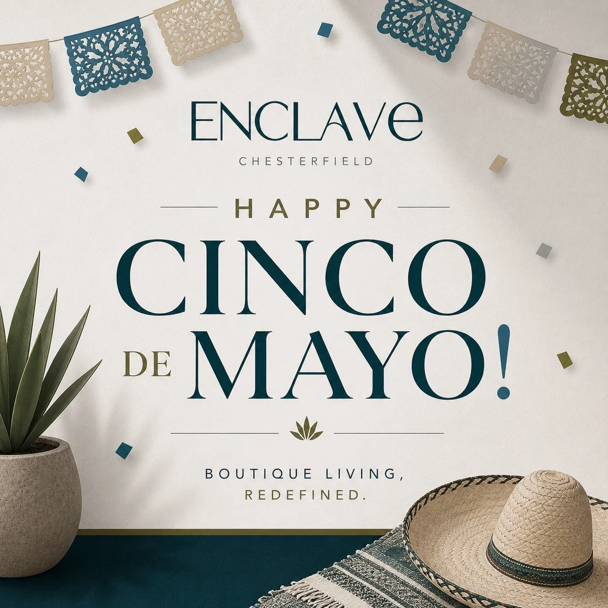 Home is where moments become memories.

Today, we celebrate the colors, traditions, and connections that bring us together. Wishing everyone a joyful Cinco de Mayo. ✨

&mdash; Enclave Chesterfield

#EnclaveChesterfield #BoutiqueLiving #CincoDeMayo #A