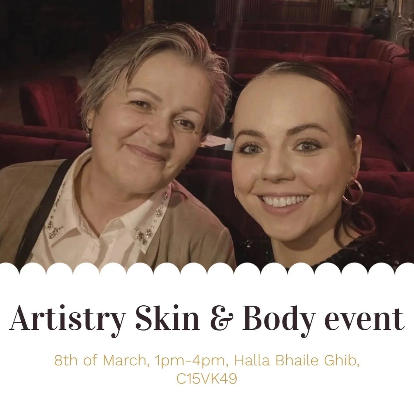 Join us to celebrate International Women's Day. Love the skin you're in, self care workshop. 

Artistry luxury skincare workshop with Dovile Hair and Makeup Artist followed by gentle stretching and breathing to calm the mind and relax the body with K
