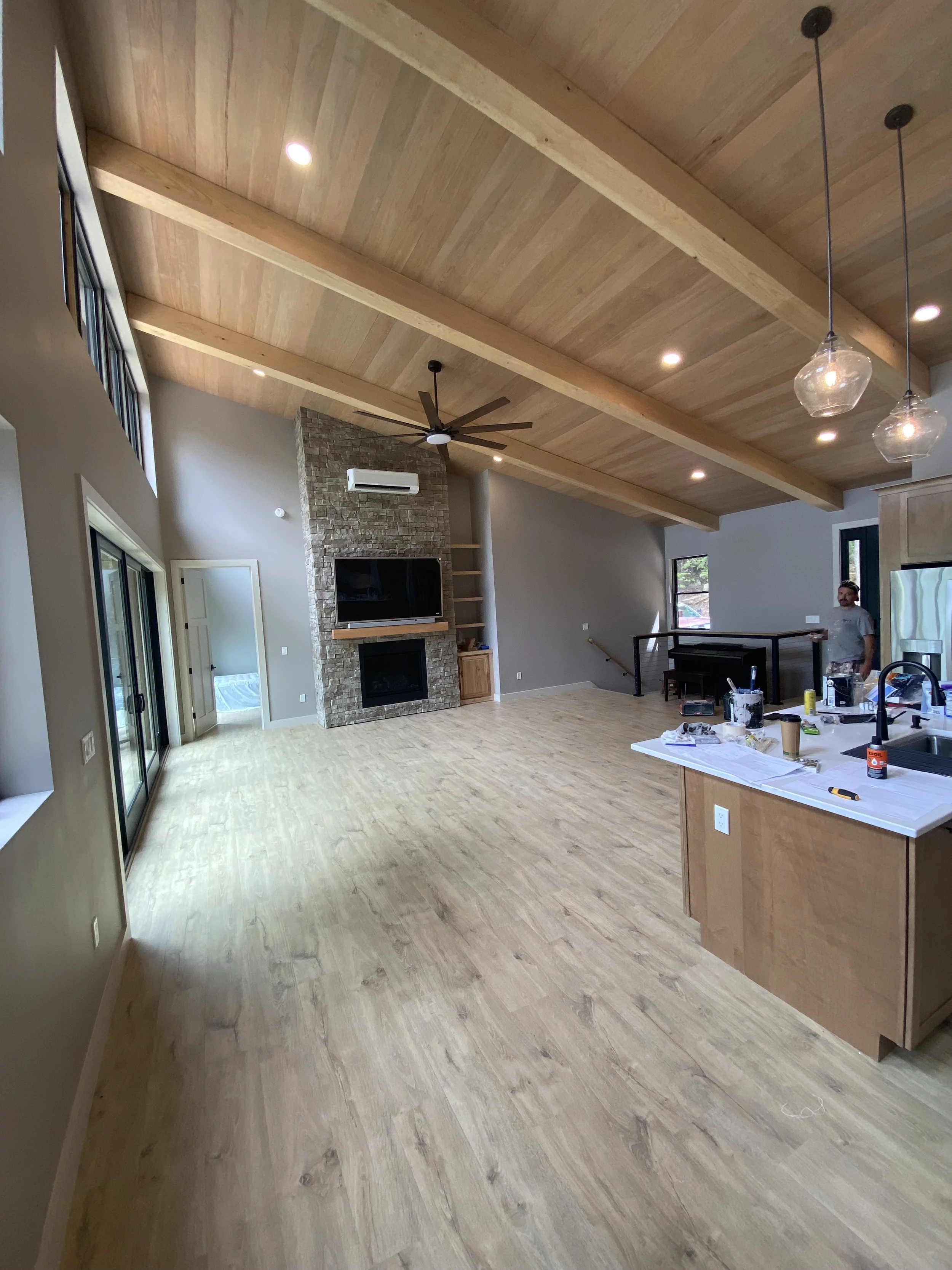 Completed interior paint job in a large open air kitcken