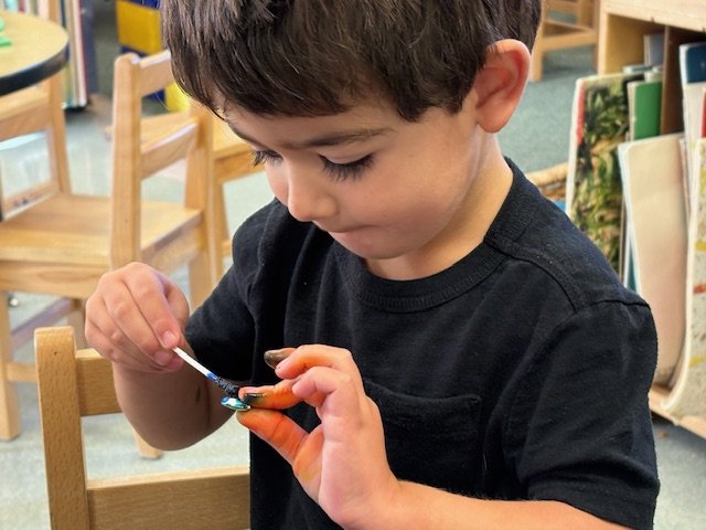 FINE-MOTOR DEVELOPMENT: When children practice stringing beads, manipulating playdough, using child-safe scissors, and painting with brushes,  children are strengthening the small muscles in their hands and fingers and working on hand-eye coordinatio