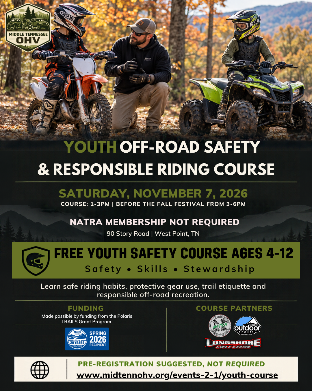 FREE | Youth Off-Road Safety &amp; Responsible Riding Course (A Polaris TRAILS Grant Program)