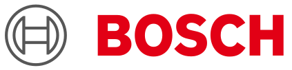 Das Bild zeigt das Bosch-Logo mit einem schwarzen Kreis mit drei horizontalen Linien und dem roten Schriftzug 'BOSCH'.