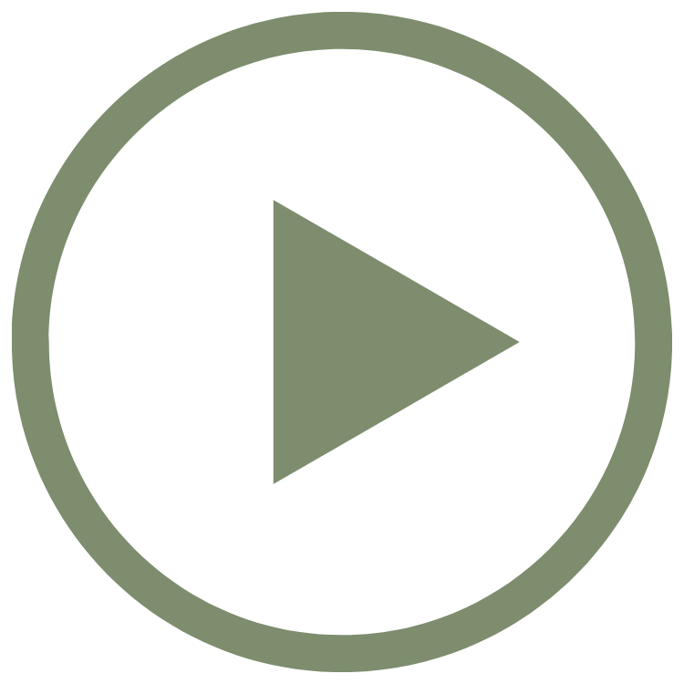 A circular button with a play icon in the center, surrounded by a light green border, on a black background.