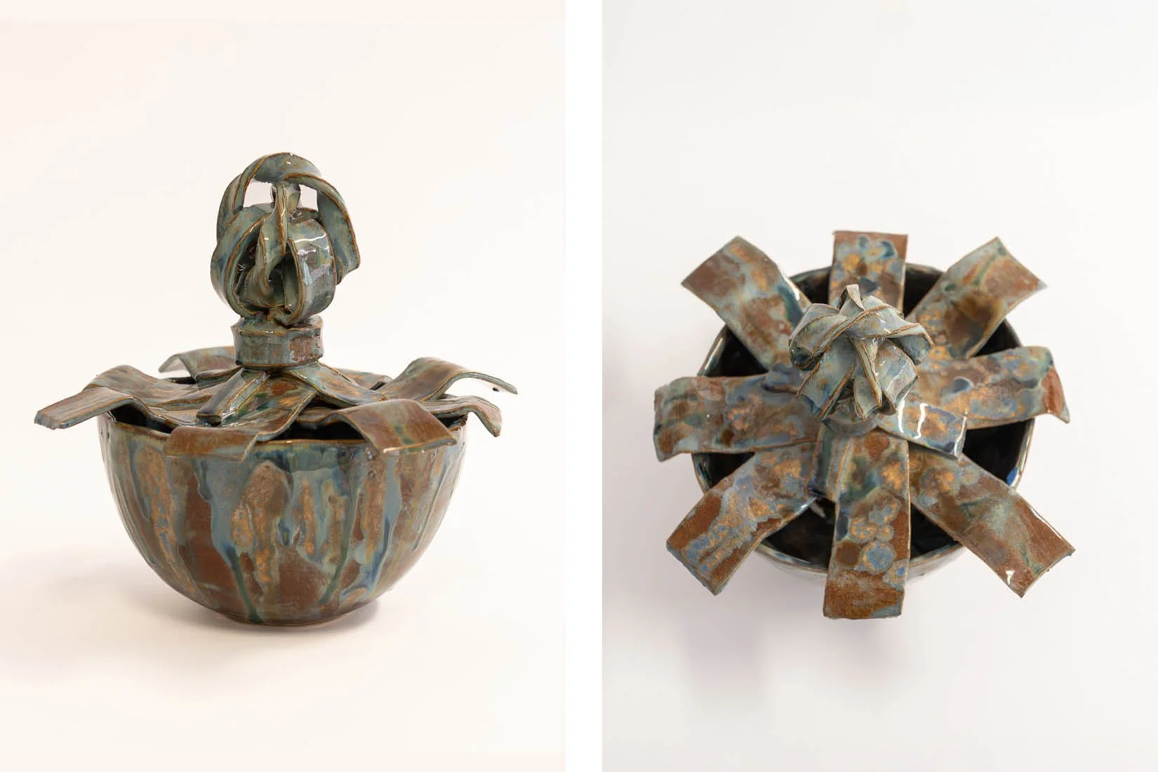 Salomon's Knot. Dimensions: 20 cm H x 25 cm Diameter. Materials: high temperature stoneware and high temperature glazes. 2026