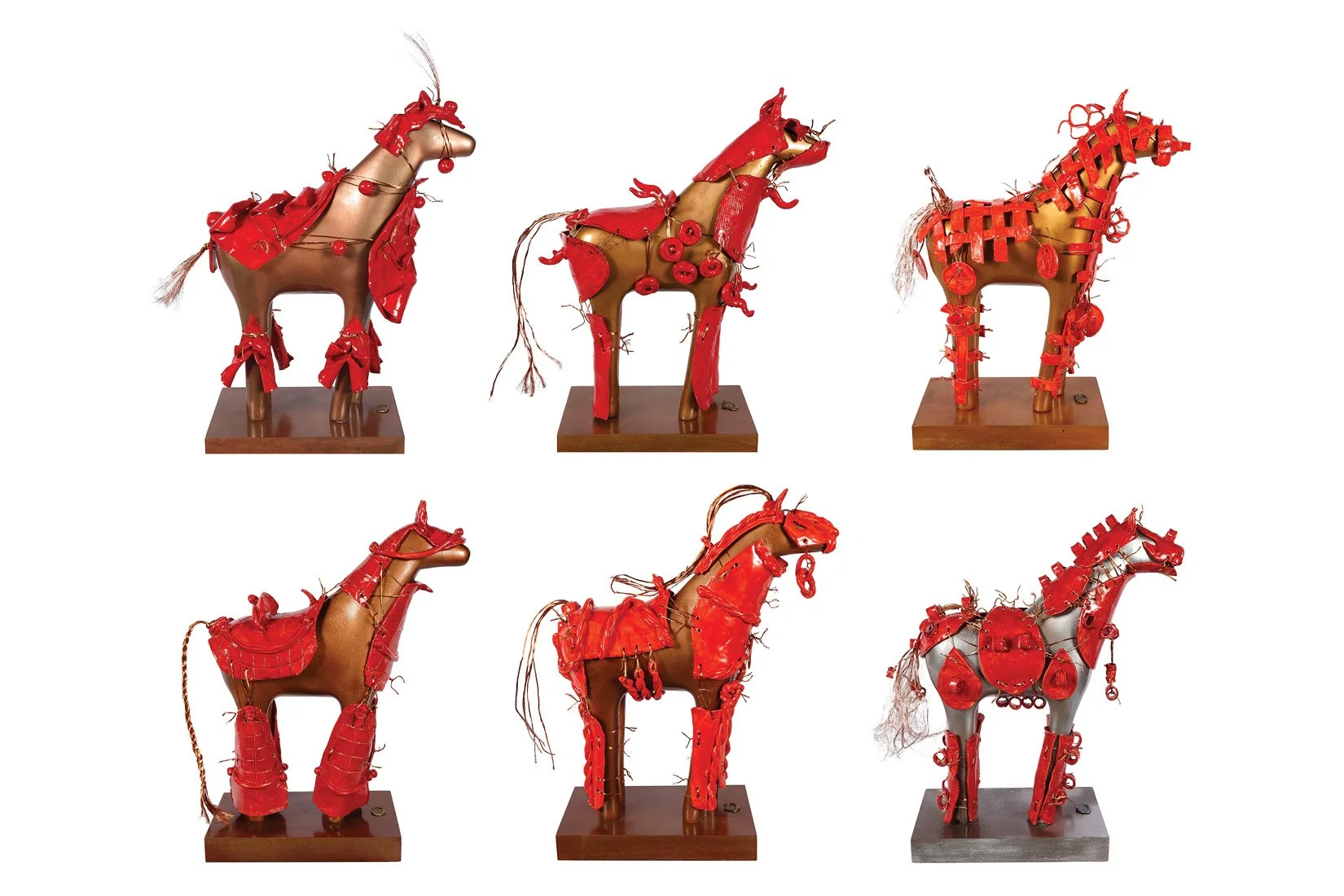 Series of 6 sculptures depicting famous battle horses throughout history: Kidron (John J. Pershing, US army general), Incitatus (Roman Emperor Caligula), Bucepphalus (Alexander the Great), Matsukaze (Maeda Keiji, Japanese samurai lord), Llamrei (King