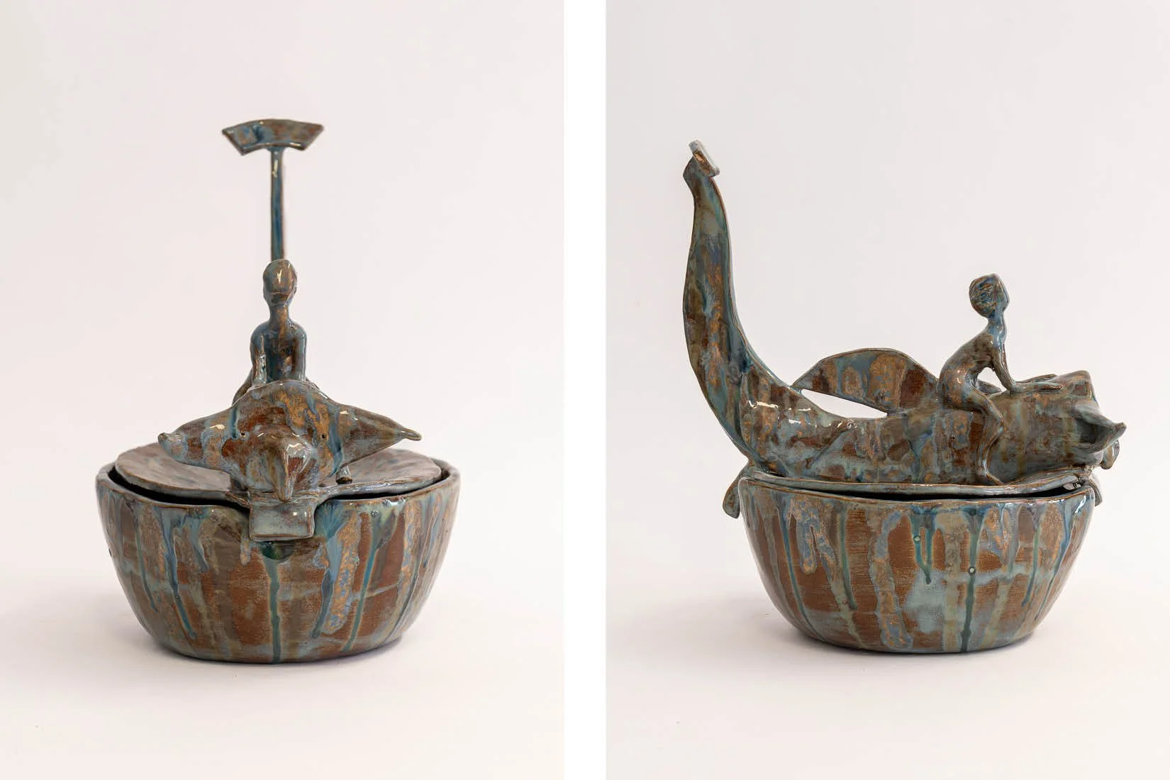Knowledge Endevoir. Dimensions (h x w x l): 35 cm H x 25 cm W x 25 cm L. Materials: high temperature stoneware and high temperature glazes. 2026