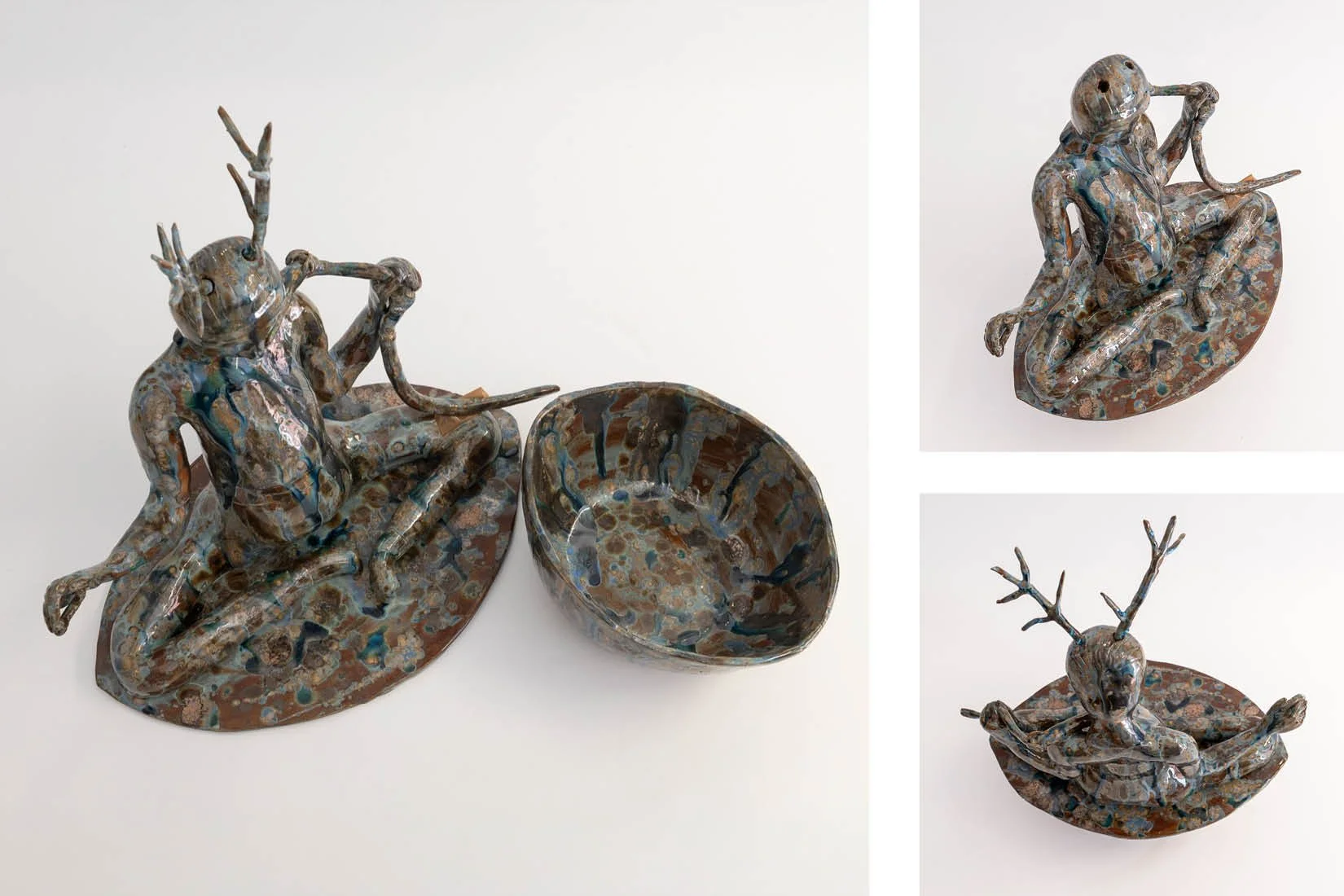 Cernunos. Dimensions: 50 cm H x 40 cm W x 30 cm L. Materials: high temperature stoneware and high temperature glazes. 2026
