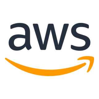 Logo d'Amazon Web Services (AWS) avec le texte 'aws' et un sourire orange en dessous.