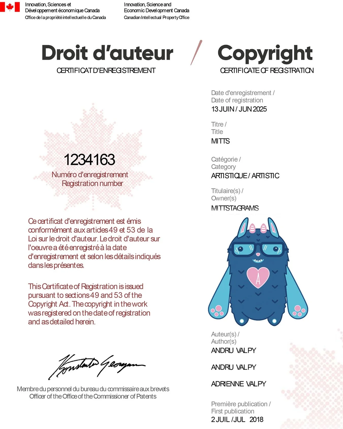Big news from your favourite travelling creature&hellip;

✨ I&rsquo;m officially COPYRIGHTED, baby! ✨

That&rsquo;s right, I&rsquo;m now legally one of a kind, and not just because of my perfect grin or irresistible fluff. 💙

With a certain rise in 