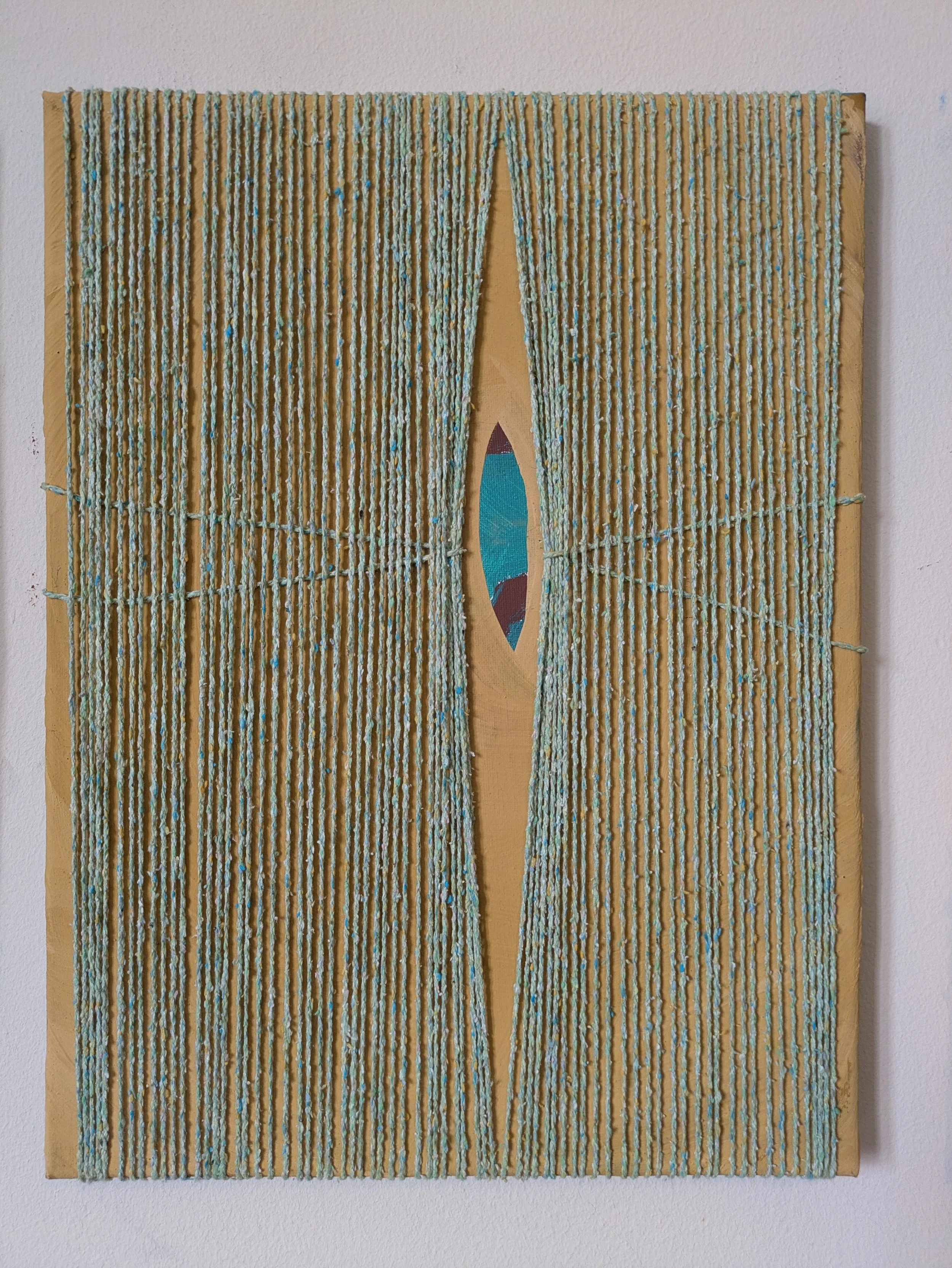 Mandorla / glimpse | oxides, acrylic, and yarn on canvas | 12x16" | 2026