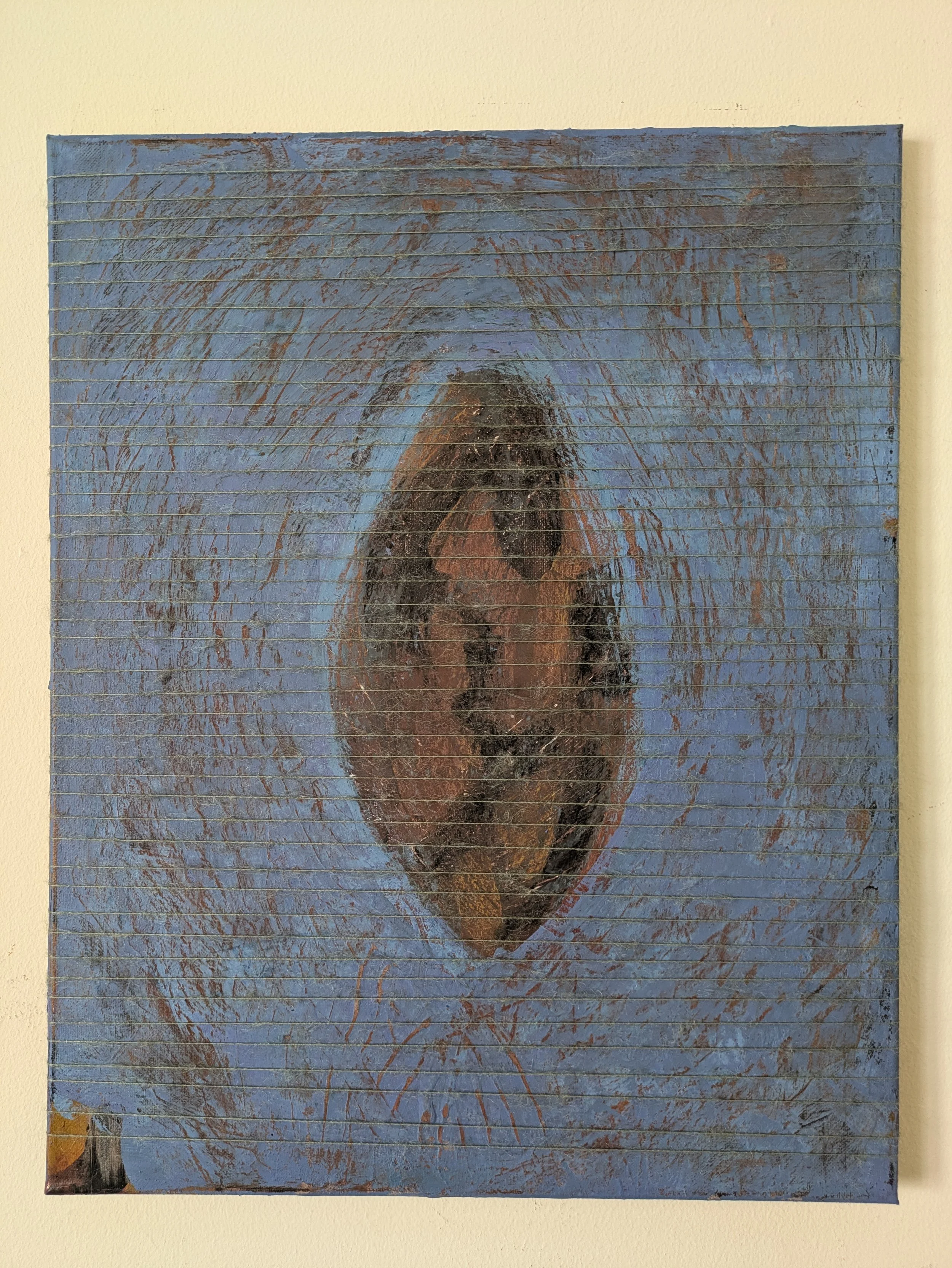 Mandorla / the unspeakable | oxides, acrylic, and yarn on canvas | 16x20" | 2026