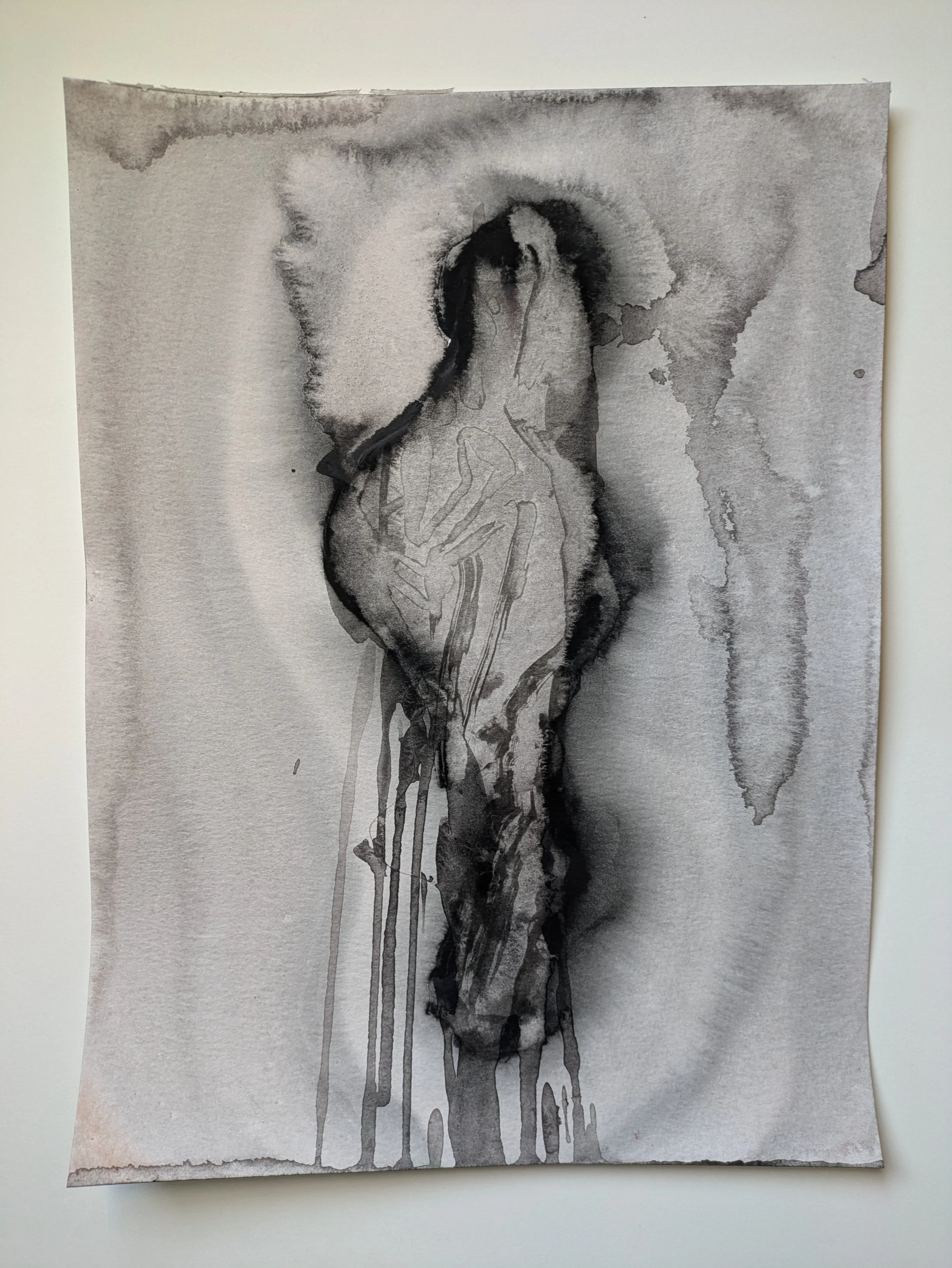 gray wound / gouache on paper, 9x12", 2024