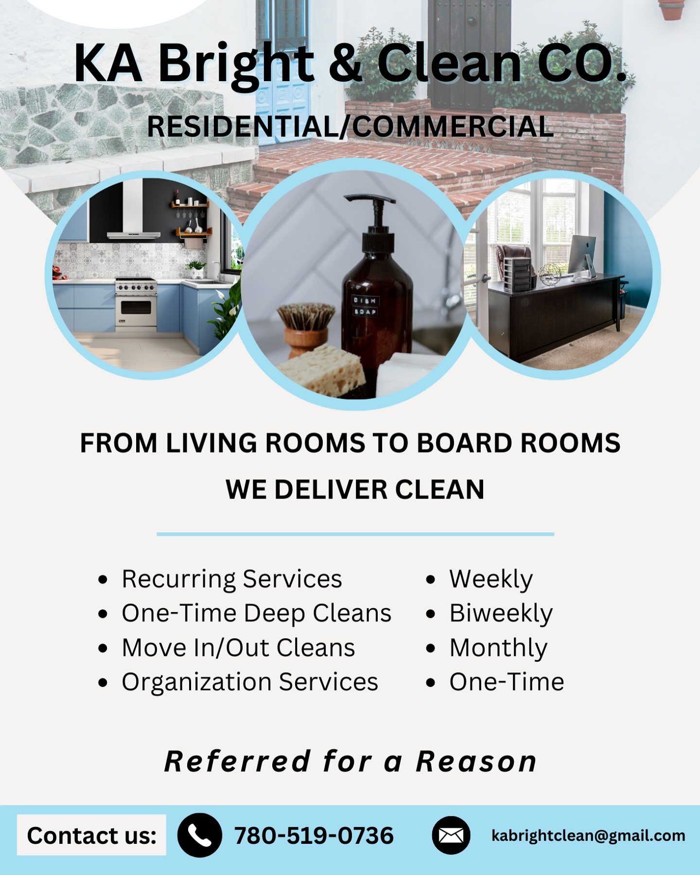 🧼✨ From Living Rooms to Board Rooms &ndash; We Deliver Clean! ✨🧼

Looking for a reliable, detail-oriented cleaning service for your home or office? KA Bright &amp; Clean Co. is here to help! We offer:

✔️ Recurring &amp; One-Time Cleans
✔️ Deep Cle