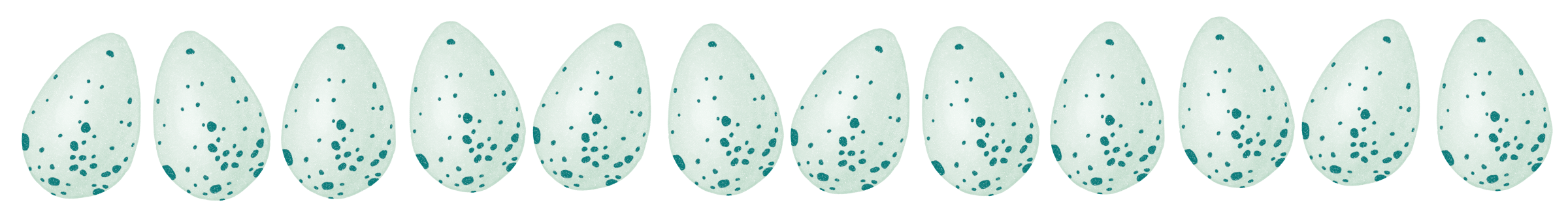 A series of tennis ball slices arranged in a row, showing cross-sections with a white outer layer and dark green spots inside.