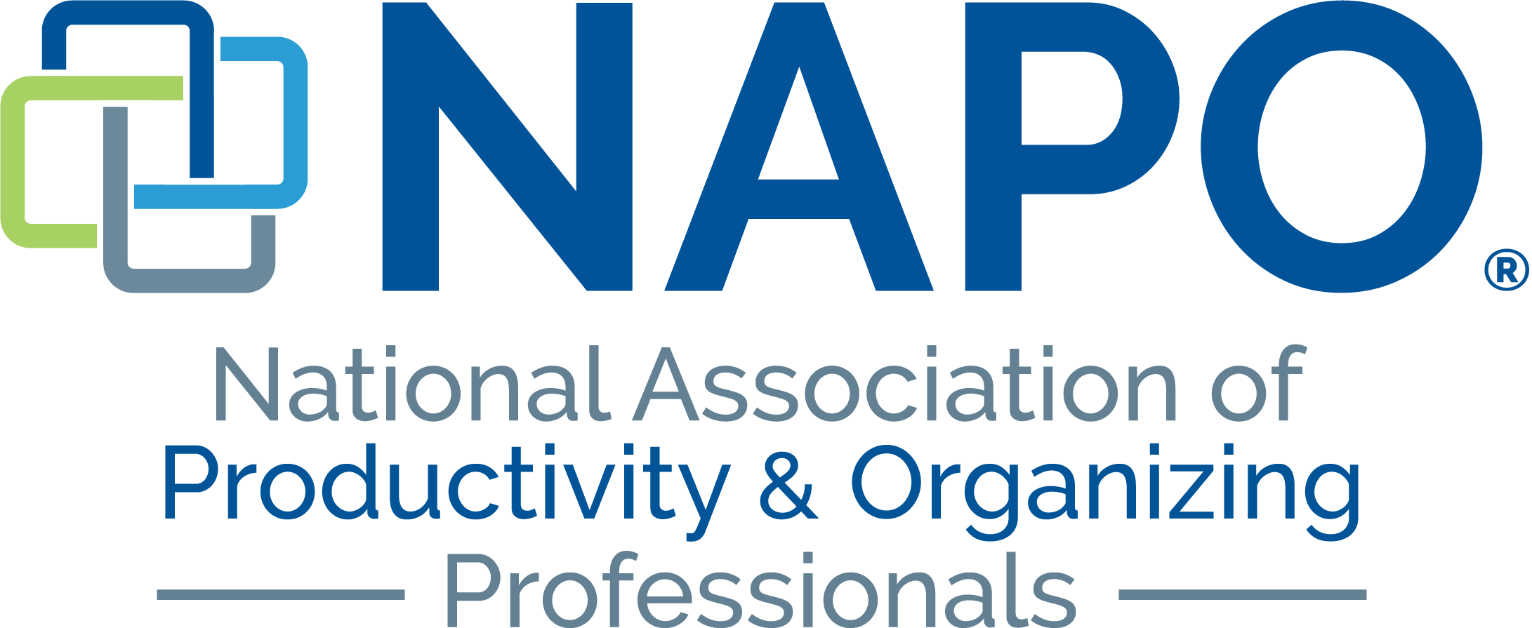 Logo of the National Association of Productivity & Organizing Professionals (NAPO), featuring intertwined file folders and text indicating the organization's name.