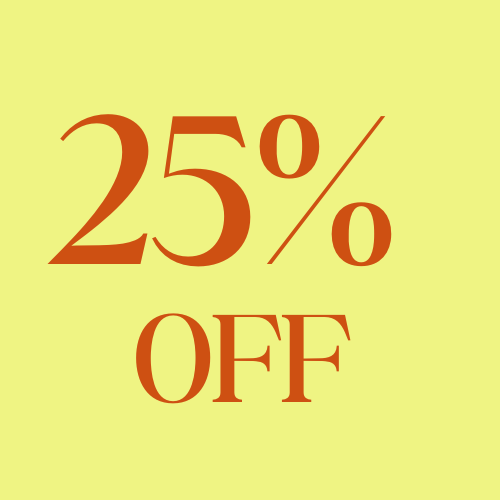 Yellow background with large red text displaying '25% OFF' for a sale or discount promotion.