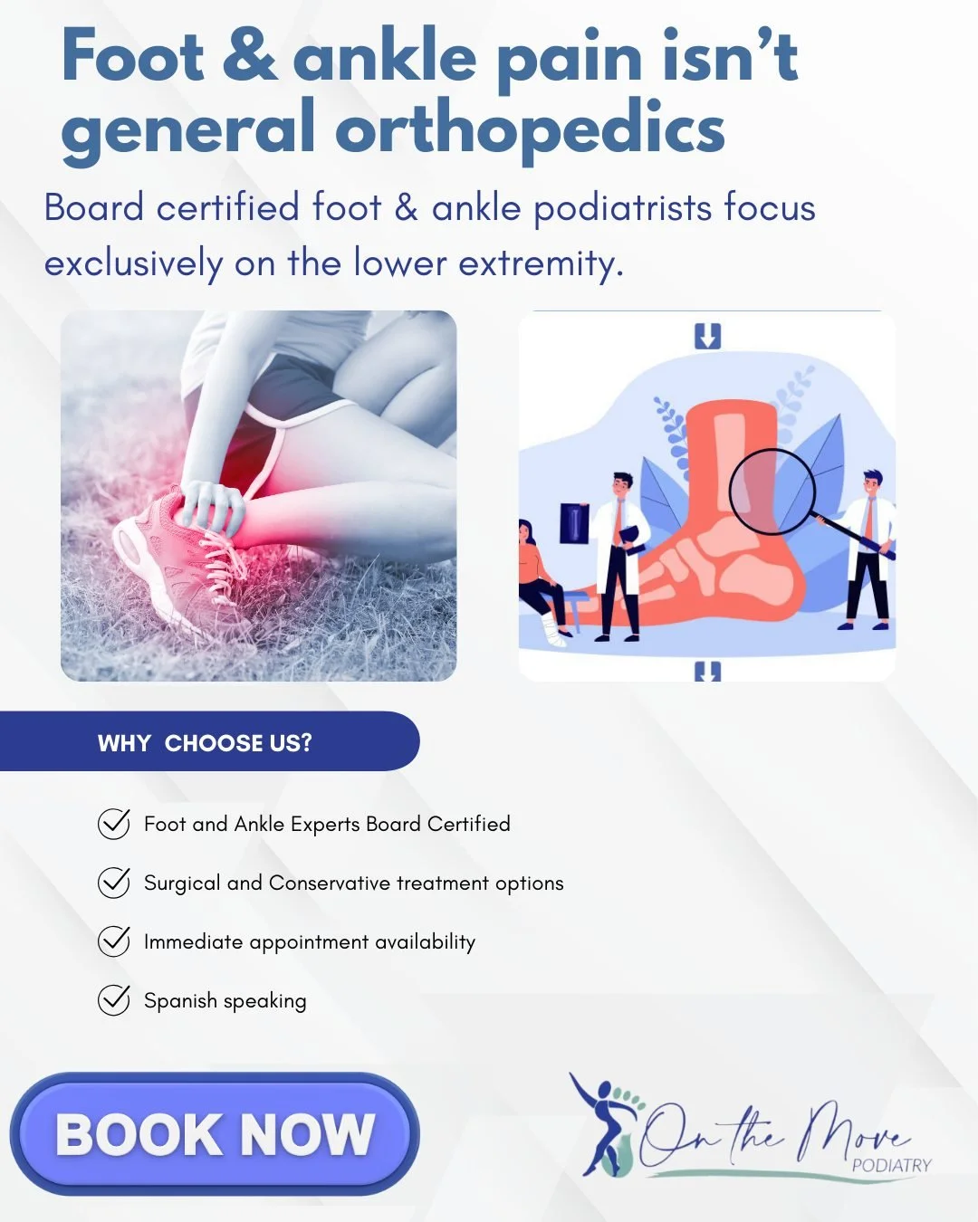 When it comes to foot and ankle problems, training matters. Board certified foot and ankle podiatrists focus exclusively on the lower extremity. That means specialized education, residency training, and board certification centered on foot and ankle 