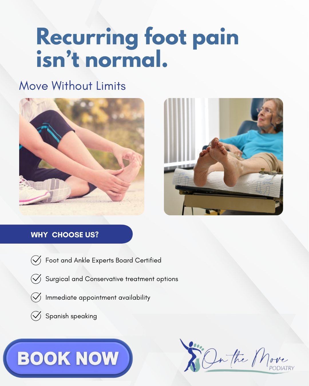 Recurring foot pain isn&rsquo;t normal. Early care helps prevent long-term problems. Schedule an appointment https://www.otmpodiatry.com
#PhoenixPodiatry #GlendaleAZ #ScottsdaleAZ #FootPain #AnklePain #HeelPain #FootDoctorAZ #ActiveArizona #showusyou