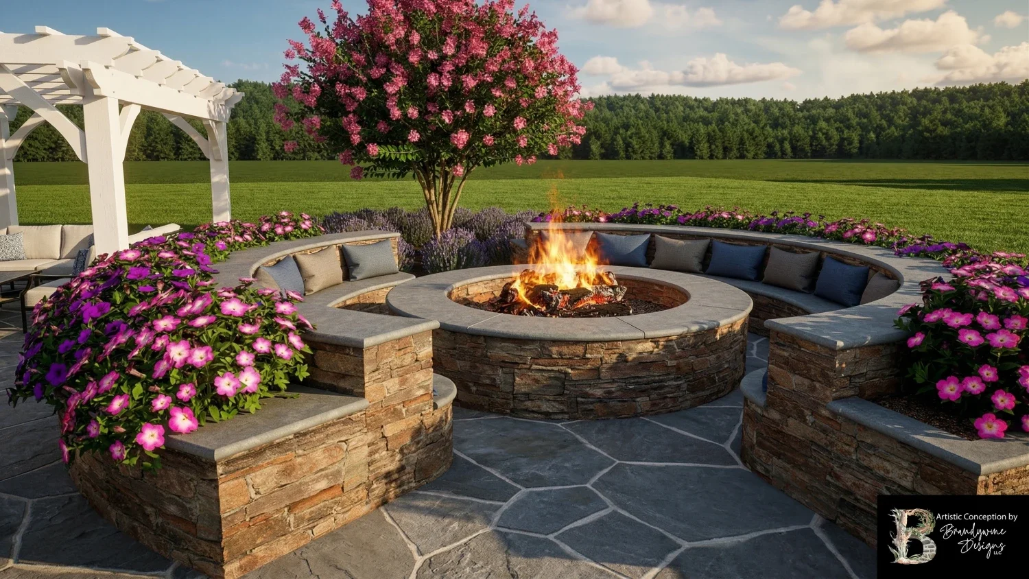 Custom garden with retaining wall and plantings in Greenville, DE.jpg