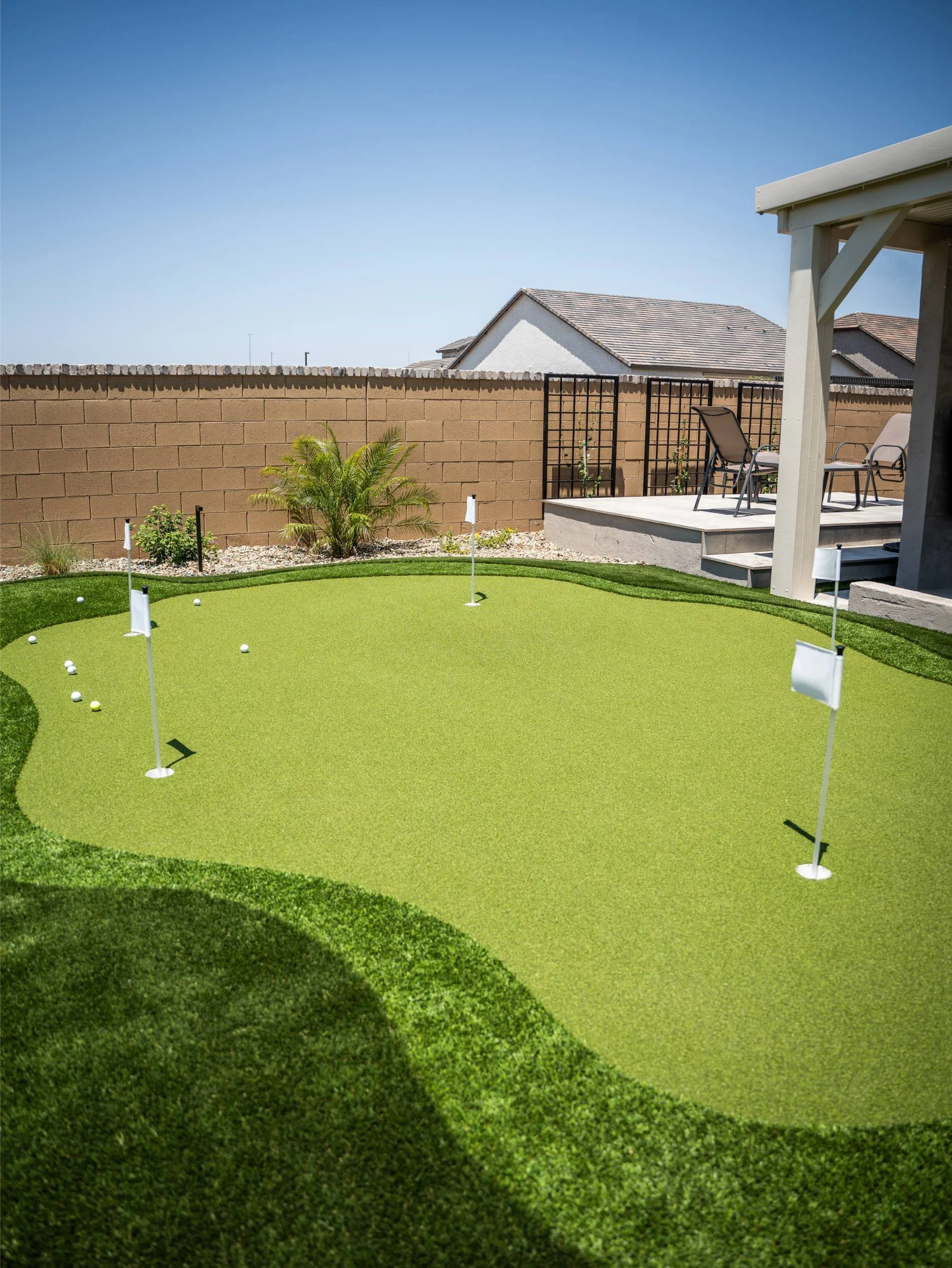 backyard putting green integrated into desert landscaping in Chandler, AZ