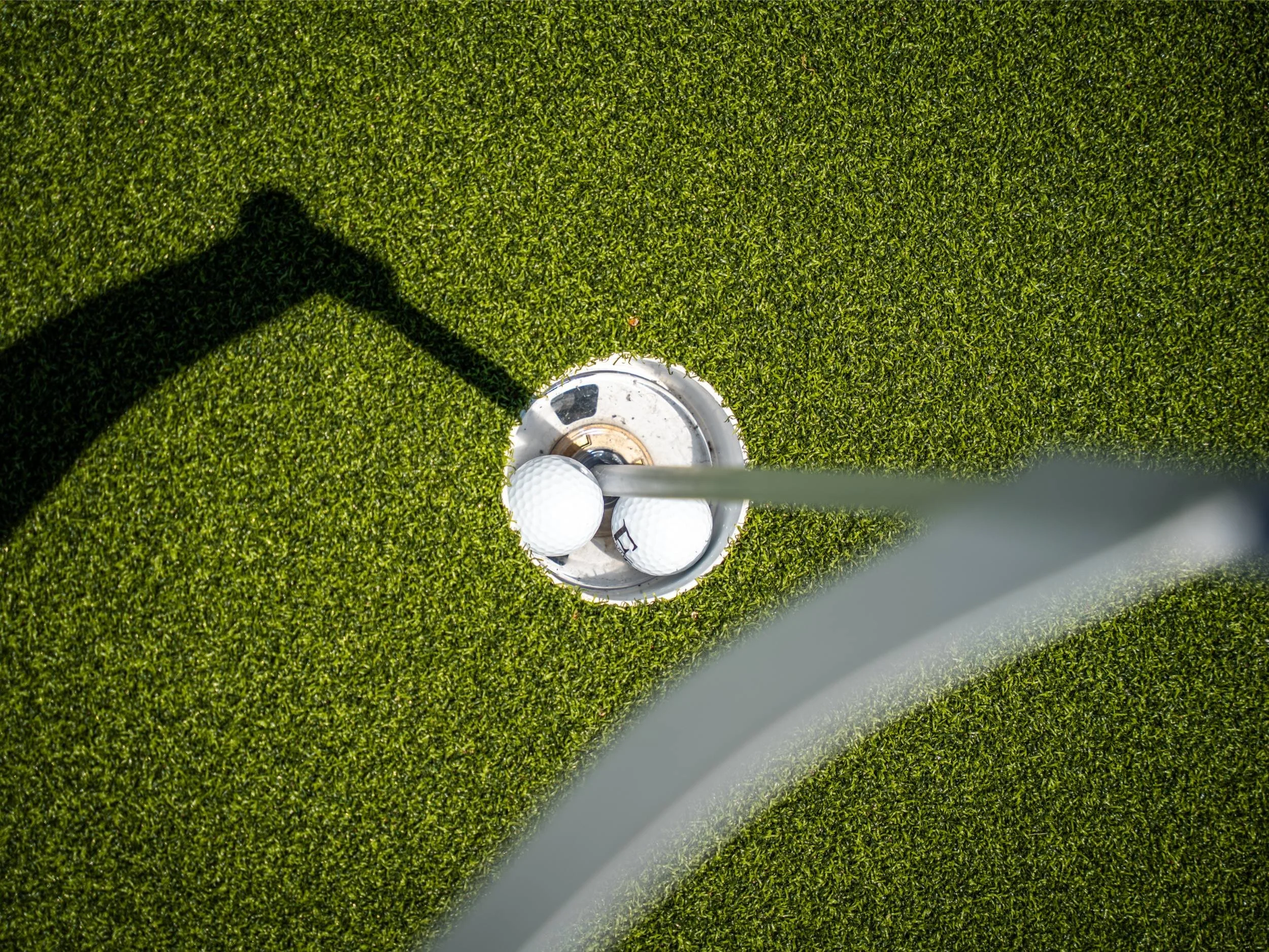 Close-up of golf cup on putting green in Surprise, AZ