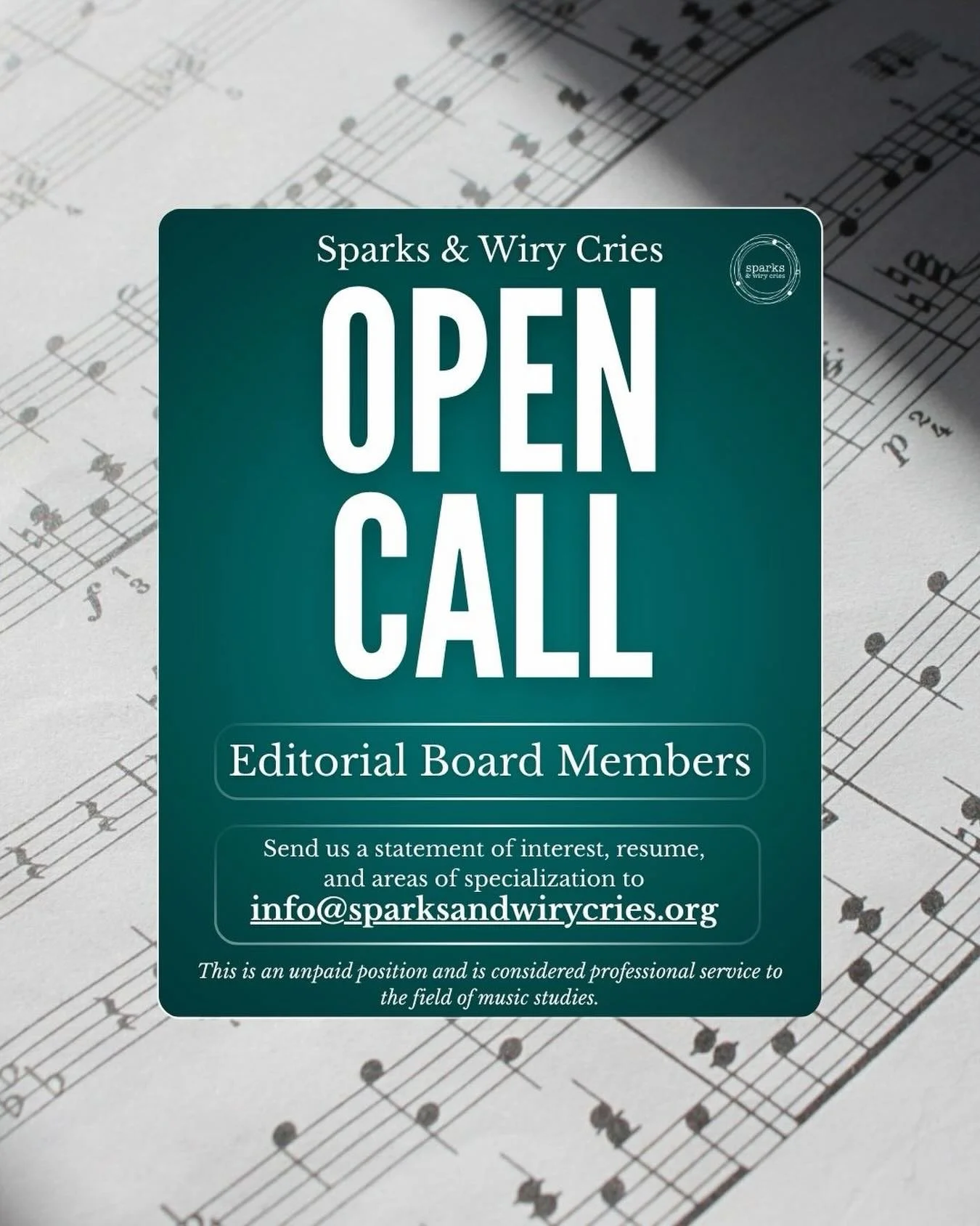 Sparks &amp; Wiry Cries invites applications for service on the Editorial Board of The Art Song Magazine. We seek scholars interested in enriching the field of art song and music scholarship through thoughtful and constructive peer review. Successful